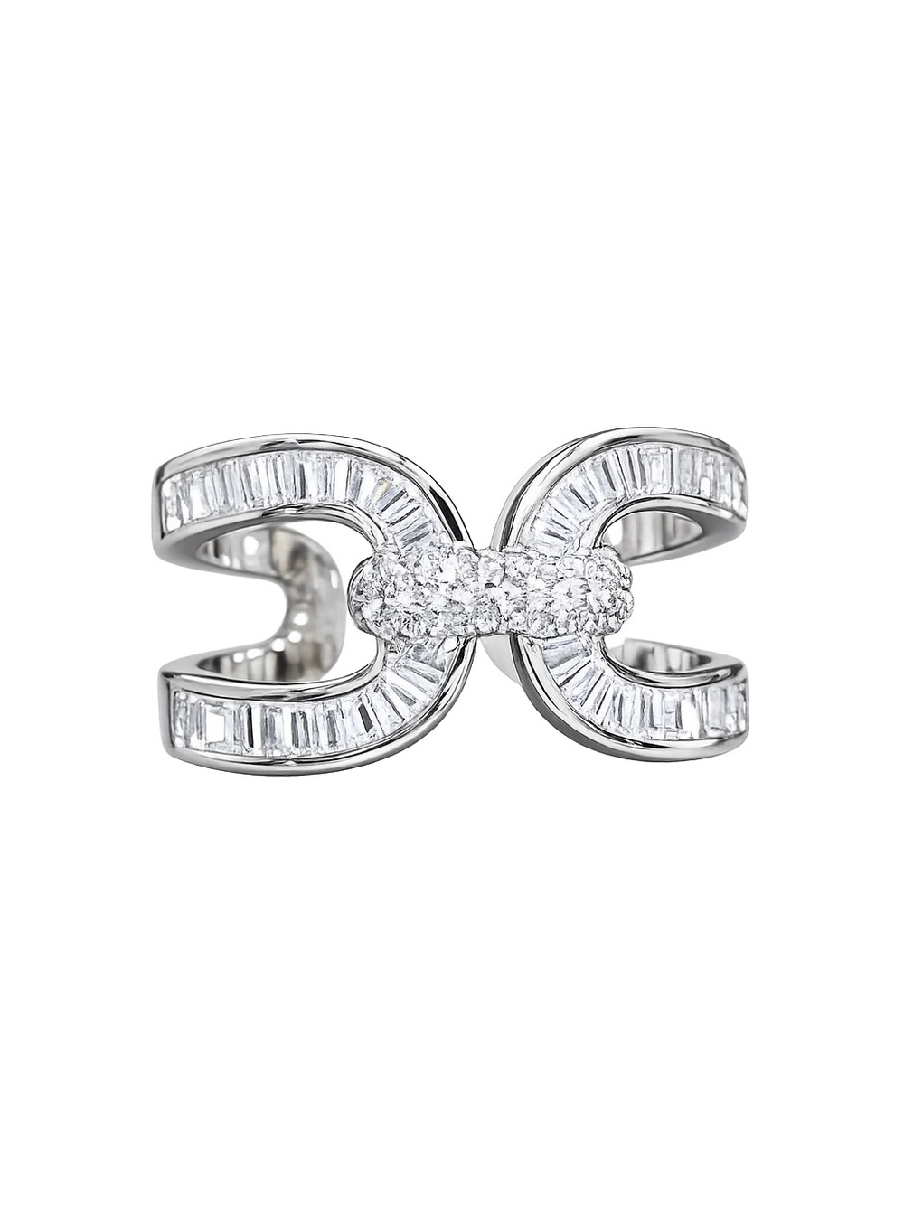 Designer Inspired Bow Ring Double C Style Adjustable Ring